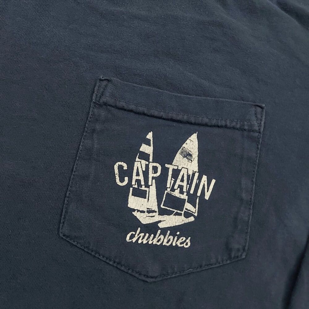 Chubbies Graphic Tee Mens Large Blue Cotton Long Sleeve Crew Neck Pocket Beach - Picture 6 of 10